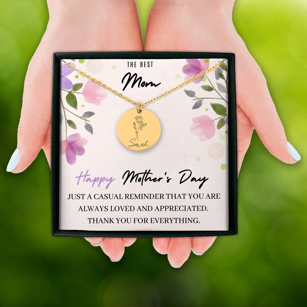 Birthflower Name Necklace - The Best Mom