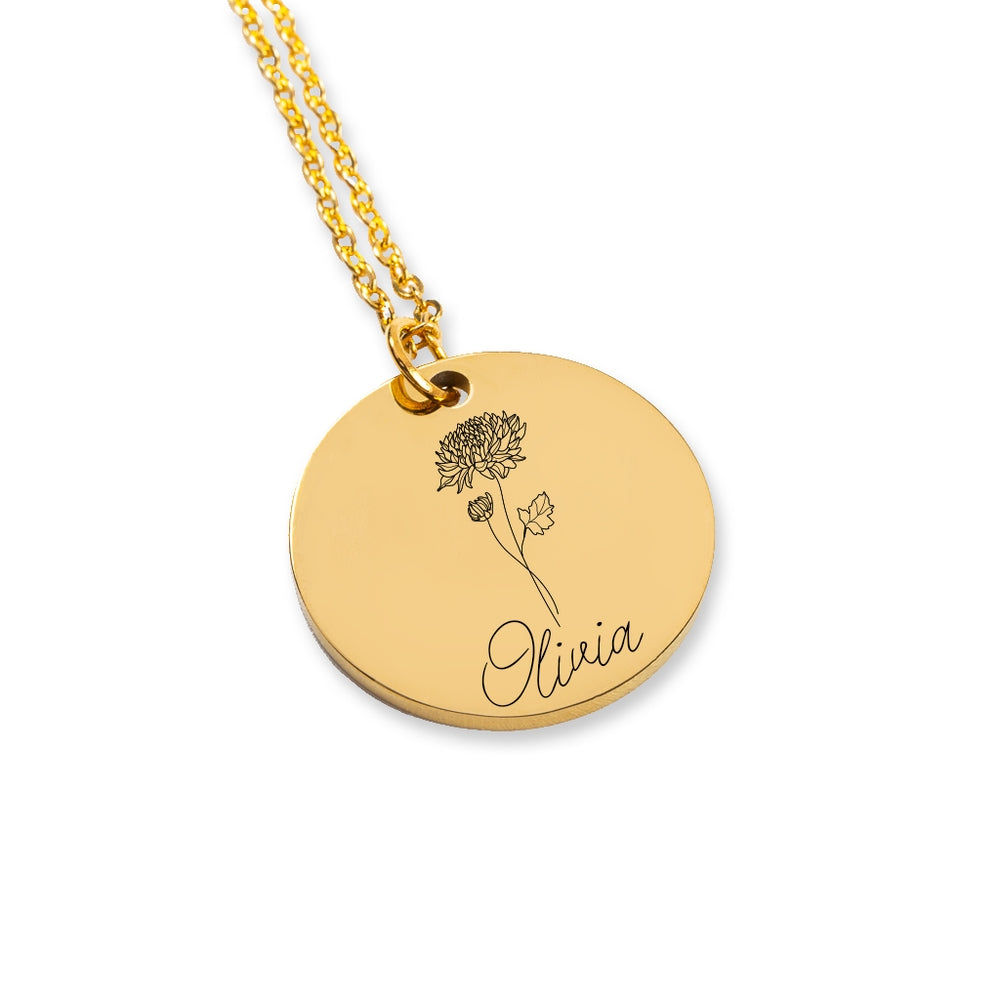 Birthflower Name Necklace - The Best Mom