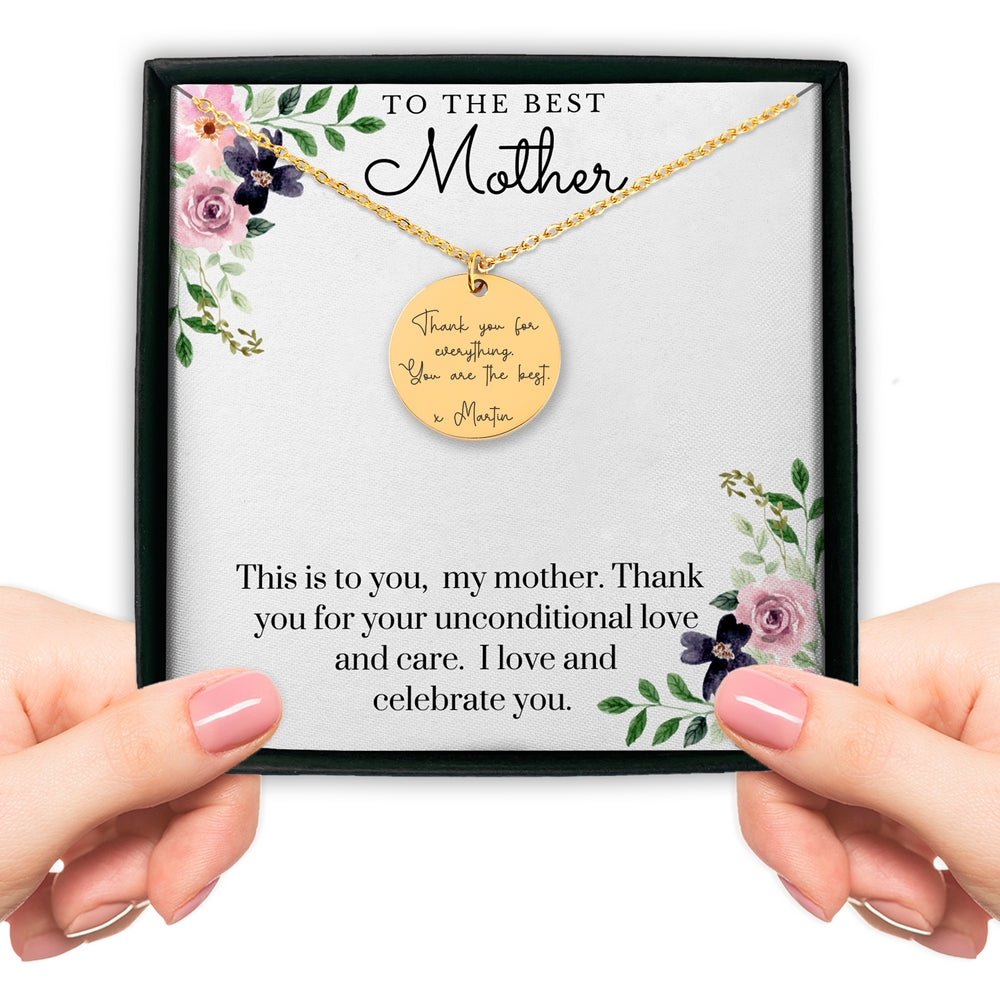 Custom Message Necklace - To The Best Mother