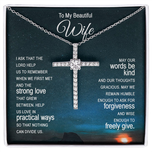 CZ Cross Necklace - To Wife