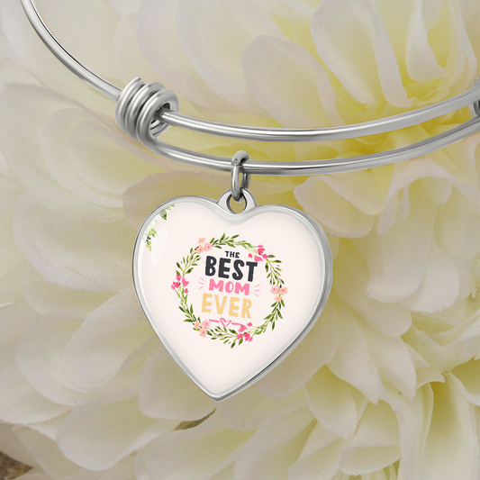 Heart Pendant Bangle - Best Mom Ever