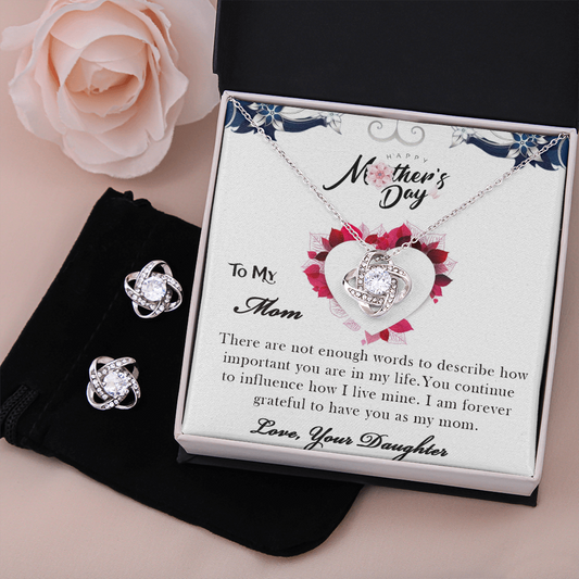 Love Knot Earring & Necklace Set - Happy Mother's Day