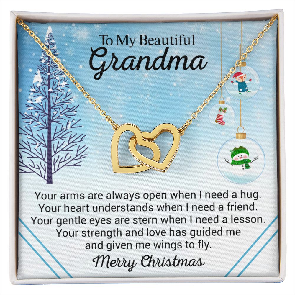 Interlocking Heart Necklace Christmas Gift For Grandma