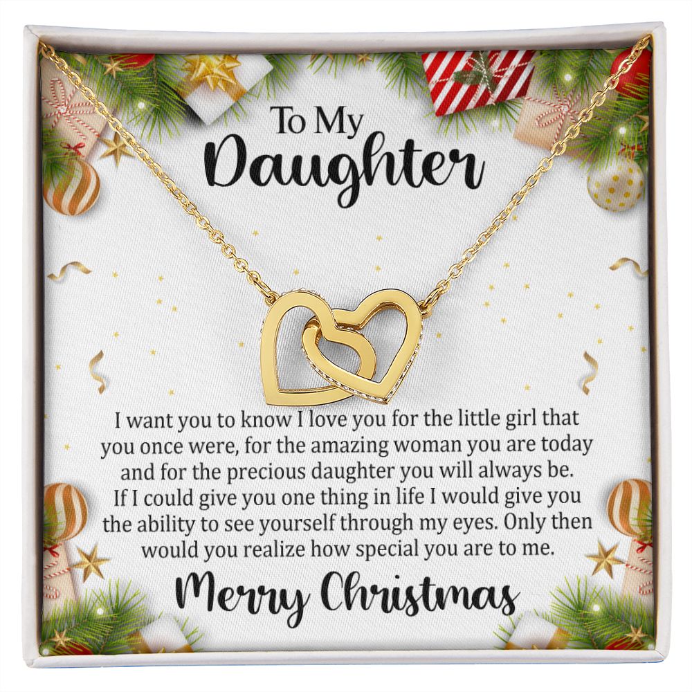 Interlocking Heart Necklace Christmas Gift For Daughter