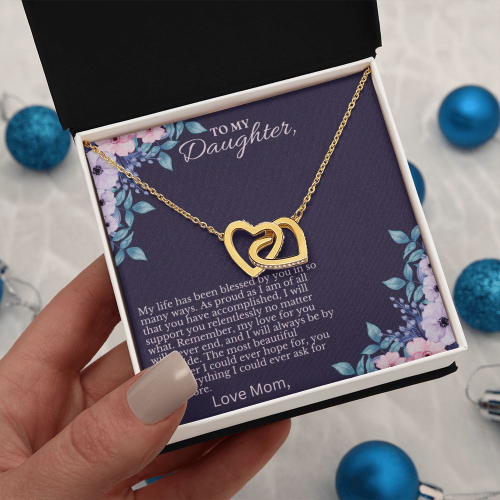 Interlocking Hearts Necklace Christmas Gift For Daughter