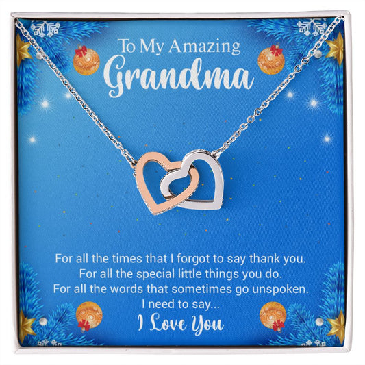 Interlocking Heart Necklace Christmas Gift For Grandma