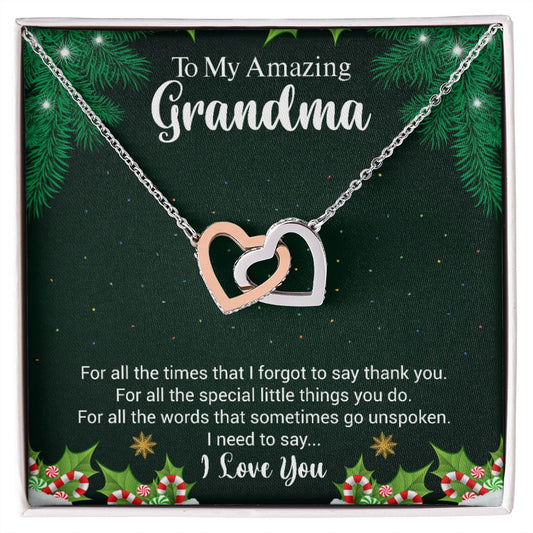 Interlocking Heart Necklace Christmas Gift For Grandma