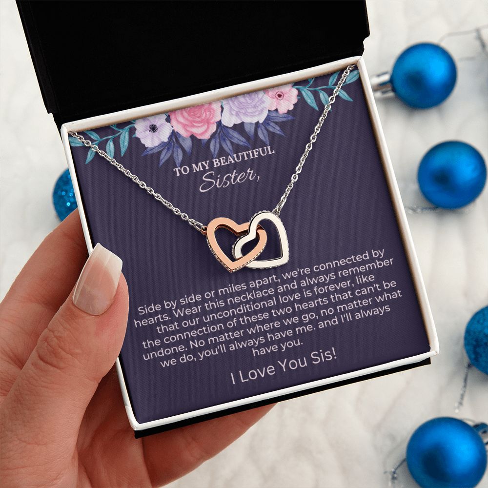 Interlocking Hearts Necklace Christmas Gift For Sister