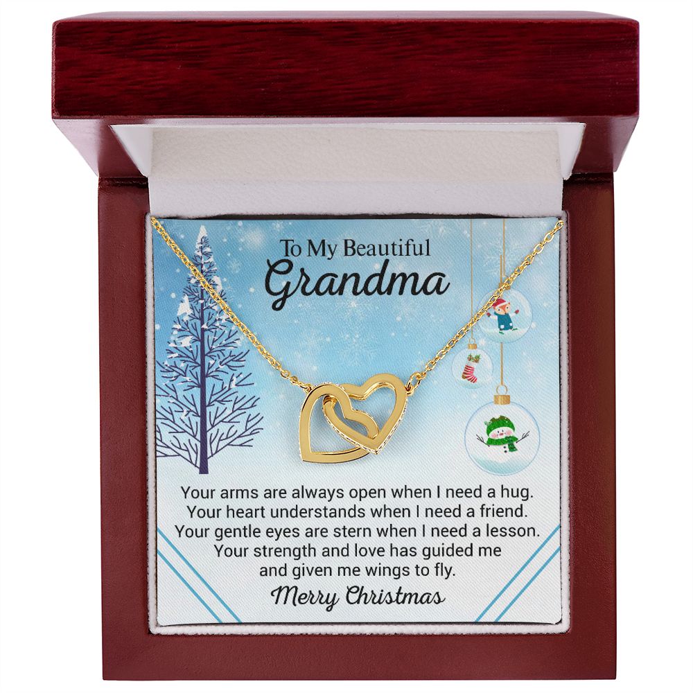 Interlocking Heart Necklace Christmas Gift For Grandma