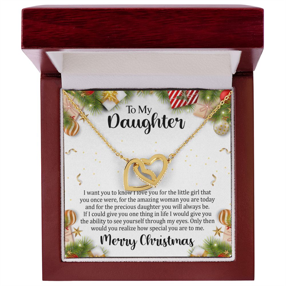 Interlocking Heart Necklace Christmas Gift For Daughter