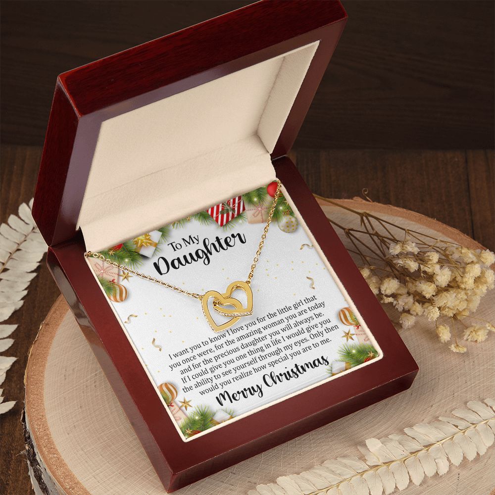 Interlocking Heart Necklace Christmas Gift For Daughter