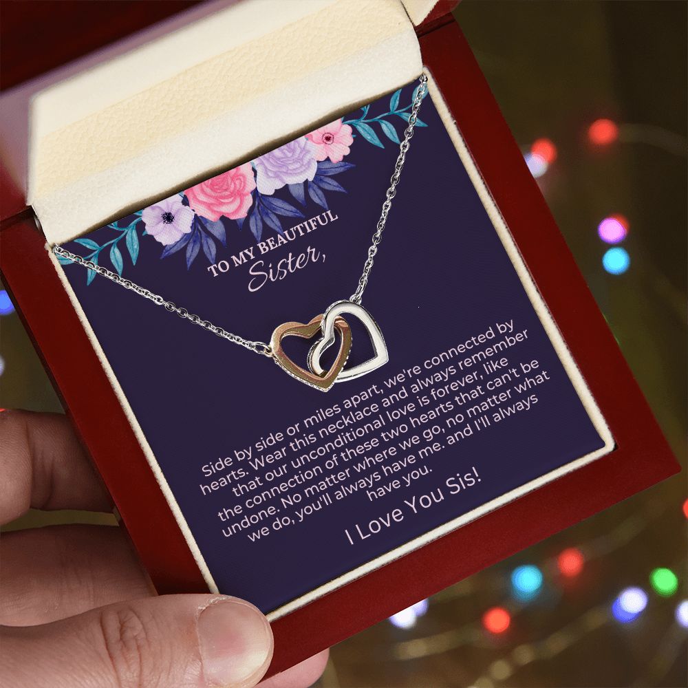 Interlocking Hearts Necklace Christmas Gift For Sister