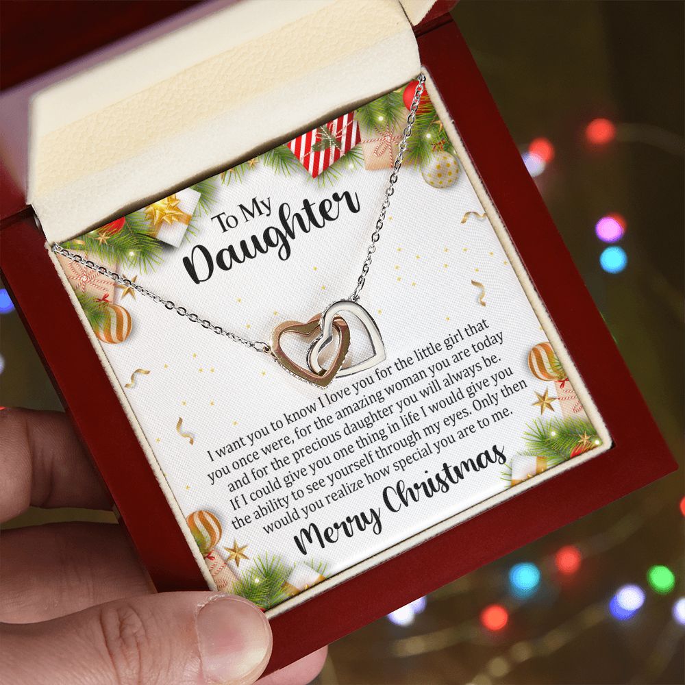 Interlocking Heart Necklace Christmas Gift For Daughter