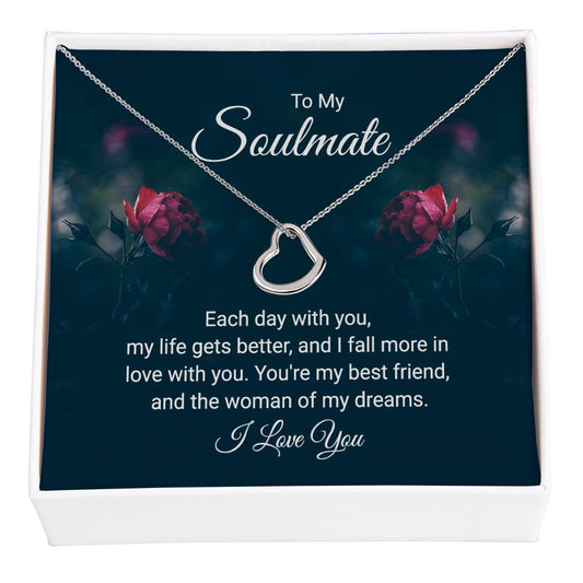 Delicate Heart Necklace To My Soulmate