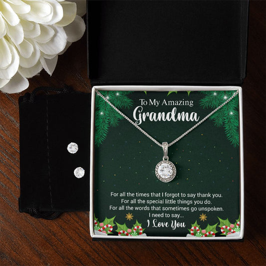 Eternal Hope Necklace and Earring Set Christmas Gift For Grandma