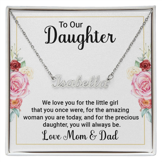 Custom Name Necklace With Message Card - Gift To Daughter
