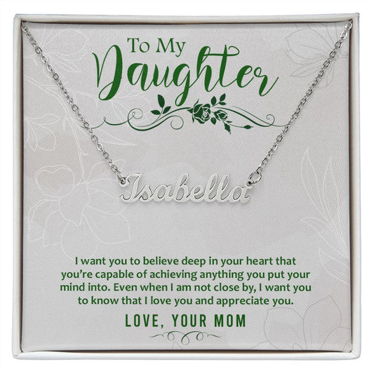 Custom Name Necklace With Message Card - Gift For Daughter