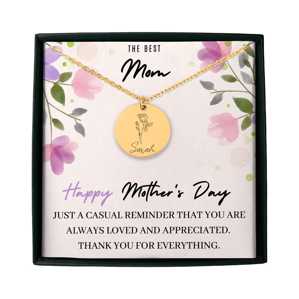 Birthflower Name Necklace - The Best Mom