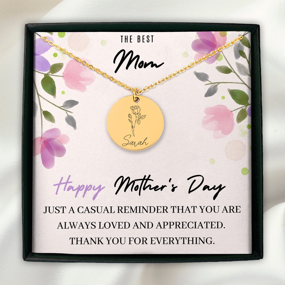 Birthflower Name Necklace - The Best Mom