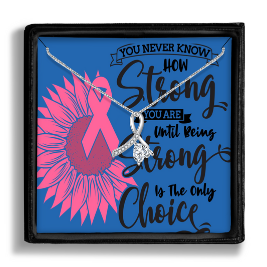 Enchanting Ribbon Necklace With Message Card For Breast Cancer Awareness