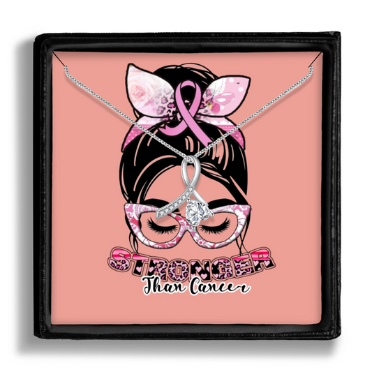 Enchanting Ribbon Necklace With Message Card For Breast Cancer Awareness